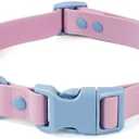 Wolfone Waterproof Dog Collar with Quick Release Buckle， Cute Adjustable Collar for Dogs Comfort Sturdy Durable Odor Proof Easy Care（Sweet Lilac 37.5-55cm）