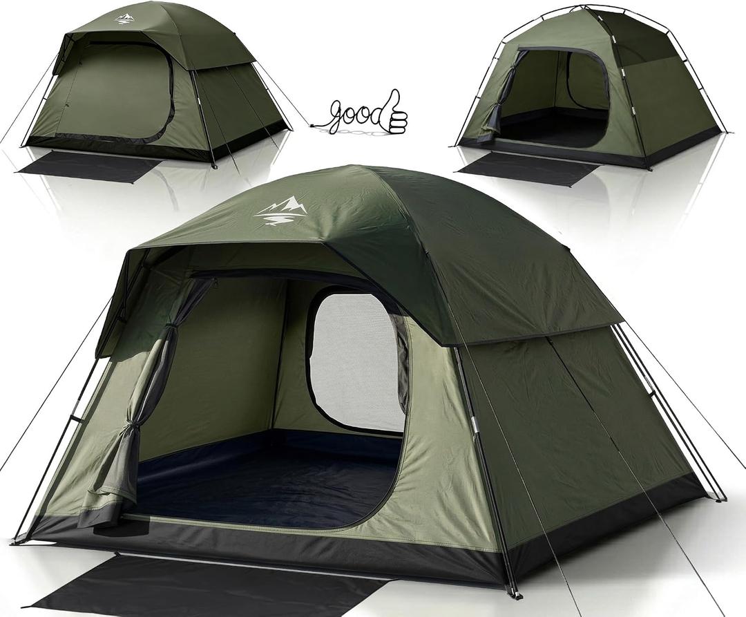 Purebox Tent 4 Person Camping Tents - Double Layer with 2 Doors & Rainfly, Portable Waterproof & Windproof Tents, Large Mesh Ventilation, Easy Setup Family Tent for Camping, Hiking and Backpacking