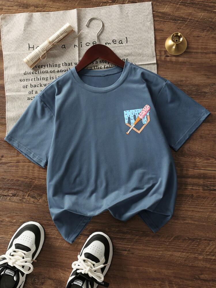 Funnycokid Boys Shirts Kids Short Sleeve T-Shirts Size 8-9 Baseball Bat Casual Tees Graphic Outfit Tops, 9Y