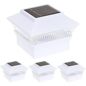 GreenLighting 4 Pack Standard #1 Fence Post Cap Solar Powered Outdoor LED Lights for 4x4 PVC/Vinyl Posts (White)