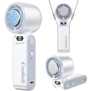 Handheld Portable Fan with Ice Cooler: 100-Speed 5500mAh Rechargeable Handheld Fan, 12H Time Hand Cooling Personal Fans with 20000 RPM Air Turbo Tech for Travel Outdoor (White)