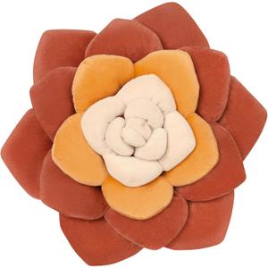 Flower Throw Pillow - 17.8" Plant Shaped Cushion, Soft Plush Decorative Pillow for Bedroom & Living Room, Unique Purple Design, Home Decor Accen (Multicolour-terracota)
