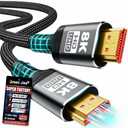 𝟑𝐫𝐝 - 𝐆𝐞𝐧 10K 8K HDMI Cable 2.1, 1.5FT 3.3FT 5FT 6.6FT 10FT 13FT 16FT 20FT 25FT, 48Gbps Gold-Plated Ultra High Speed Military Grade Nylon Braided HDMI Cord 8K@60Hz /4K@120Hz, HDCP 2.2&2.3(1.5FT)