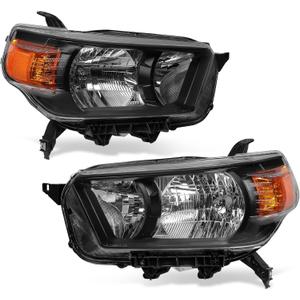 AUTOSAVER88 Headlight Assembly Compatible with 2010 2011 2012 2013 4Runner Limited/ SR5 Models (w/o Trail Package) Headlamp Replacement Black Housing Amber Reflector Clear Lens
