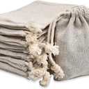 calary 50pcs Double Canvas Drawstring Bag Cotton Pouch Gift Sachet and Muslin and Reusable Tea Bag