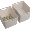 BINO Woven Plastic Basket | Large (Natural), 3-Pack | THE JUTE COLLECTION | Home Organization, Space-Saving Storage, Stylish Design | Plastic Storage Basket