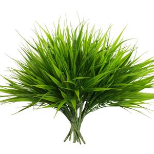 alyptus Artificial Grass Outdoor 12 Bundles Fake Plants Outside Green Onion Faux Greenery Shrubs for Front Porch Planters Pot Dcor for Outdoors (Grass)