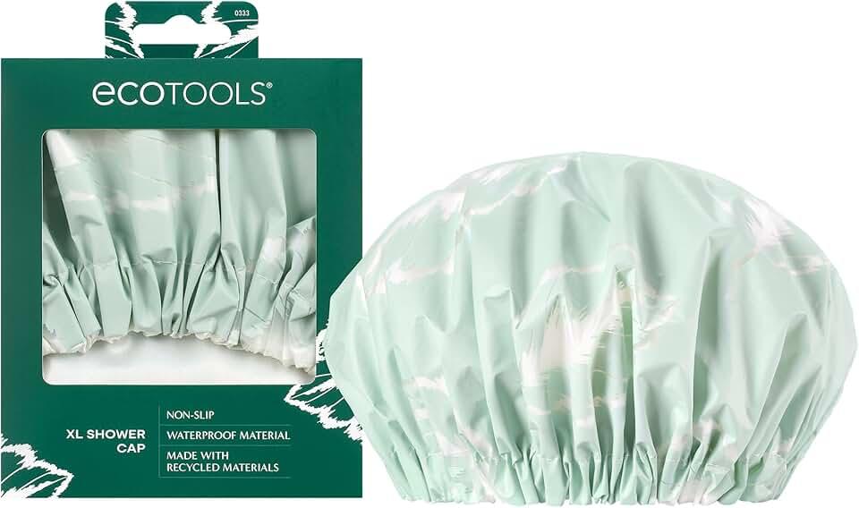 EcoTools XL Shower Cap, Large Hair Cap For Shower Or Bath, Protect Hair & Keep Dry, Reusable & Waterproof Material, Comfortable Fit For All Hair Types & Head Sizes, Cruelty-Free & Vegan, 1 Count