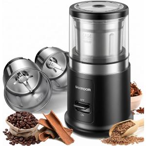 SHARDOR Quiet Coffee Grinder Electric, 70g Removable Bowl Spice Grinder for Coffee Beans, Seeds and Grains, Super Silent Grinding Mill with 60dB Low Noise, 2.5oz Capacity, Black
