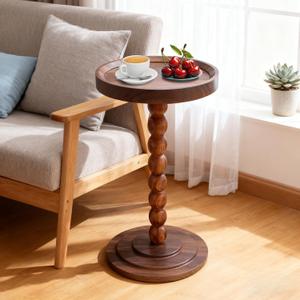 Small Round Side Table, C Table End Tables for Sofa, Sofa Round Tables for Livingroom,Bedroom,Study and Small Spaces (Walnut Color)