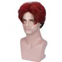 Black Red Wigs for Men Boy Short Ombre Black Red Wig Heat Resistant Synthetic Wigs for Cosplay Costume Party