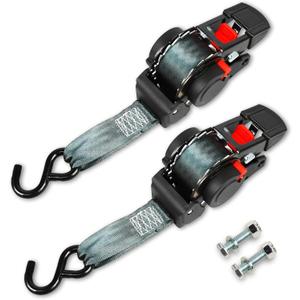 ANLULOAD 2 Packs Retractable Ratchet Straps (1.5in x 12.3ft),Cargo Strap Tie Downs for Trunk, Garage Motorcycles, Atvs,Trailers-WLL1,102LbS,BS:2,204LbsBlack