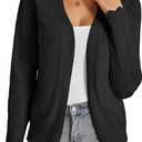 VOIANLIMO Womens Cardigan Lightweight Open Front Knit Long Sleeve Cardigans Sweaters for Women (Medium, Black)