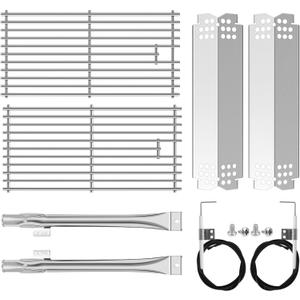 Stainless Cooking Grate,Heat Shield and Burner Kit for Nexgrill Replacement Parts 4Burner 7200830H 7200830H,7200888N,7200888,7200864,7200896B,for Uniflame,Kenmore,Nexgrill 4&5Burner Gas Grills
