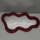 Mirror Wall Decor for Home Office Apartment, Asymmetrical Decorative Mirror for Entryway Porch Fireplace, Irregular Hanging Wall Art Sculpture for Christmas (Wine Red) (16x10")