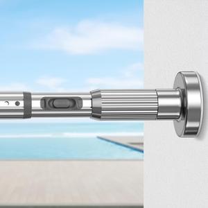 Tension Curtain Rod 41-146" Heavy Duty No Drilling Adjustable Silver, 1.26" | Corrosion-Resistant, Fits Windows & Patio Doors & Bathroom, Secure Non-Slip Hold