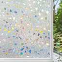 NINETREX Window Privacy Film, Stained Glass Frosted Window Film, Decorative 3D Vinyl Cling Decals,Static Cling Sticker Non-Adhesive for Home, Colorful Gravel, 35.4 x 78.7Inches