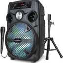 Audiobox ABX-82S Portable 8" PA Speaker with Stand, WaveSync Technology, Bluetooth, LED Lights, 1100W - Includes Microphone & USB Cable