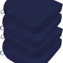 Basic Beyond Outdoor Cushions for Patio Furniture: Waterproof & UV Resistant Outdoor Chair Cushions Set of 4-19 x 19 x 3 Inch Thick Patio Chair Cushions with Adjustable Ties & Handle, Navy Blue