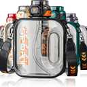 TKK Half Gallon Water Bottle Jug with Straw, Large Capacity Plastic Water Bottle, Dishwasher Safe, 1/2 Gallon 64 Oz, BPA Free Tritan for Gym, Yoga, Travel, Camping, Outdoor, Black