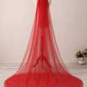 EllieHouse Womens 2 Tier Cathedral Wedding Bridal Veil With Metal Comb (Red)