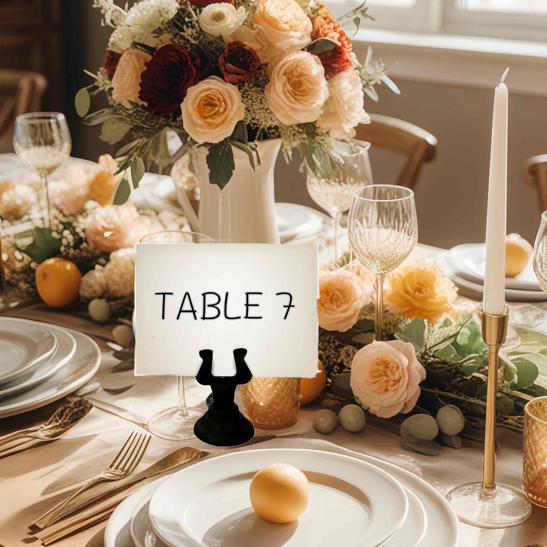 5PCS 1.5 Inch Table Number Holders, Place Card Holders, Table Card Holders Idea for Wedding, Banquets, Anniversary Party, Christmas, New Year (Black, 1.5-Inch)