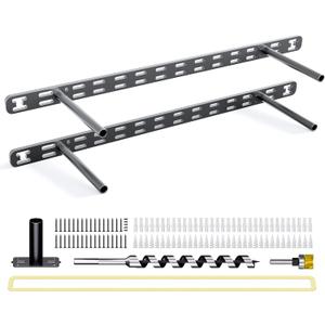 2pcs Floating Shelf Bracket Heavy Duty,Decorative Floating Shelf Hardware Hidden Black Metal Fireplace Mantel Brackets (22"X8"X1.0"--2pcs--with Build Kit)