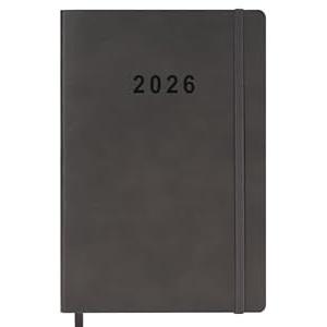 2026 Planner - Weekly and Monthly Planner, Jan 2026 - Dec 2026, Holidays, Contacts and Notes Pages, Vegan Leather Cover, Elastic Closure, 5.5”x8.25”, Grey