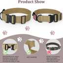 Heavy Duty Tactical Dog Collar Adjustable Nylon Pet Collars Quick Release Buckle with 2 D-Rings Patch for Medium, Large Dogs (Khaki, Size M) (Medium:Width 1.5",Neck 14-20")