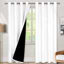 BGment Thermal Insulated 100% Blackout Curtains for Bedroom with Black Liner, Double Layer Full Room Darkening Noise Reducing Grommet Curtain (46 x 90 Inch, Pure White, 2 Panels)
