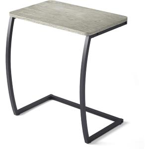 SRIWATANA Side Table, End Table, Vintage C-Shaped Couch Table for Sofa Laptop Coffee Snack, Light Grey
