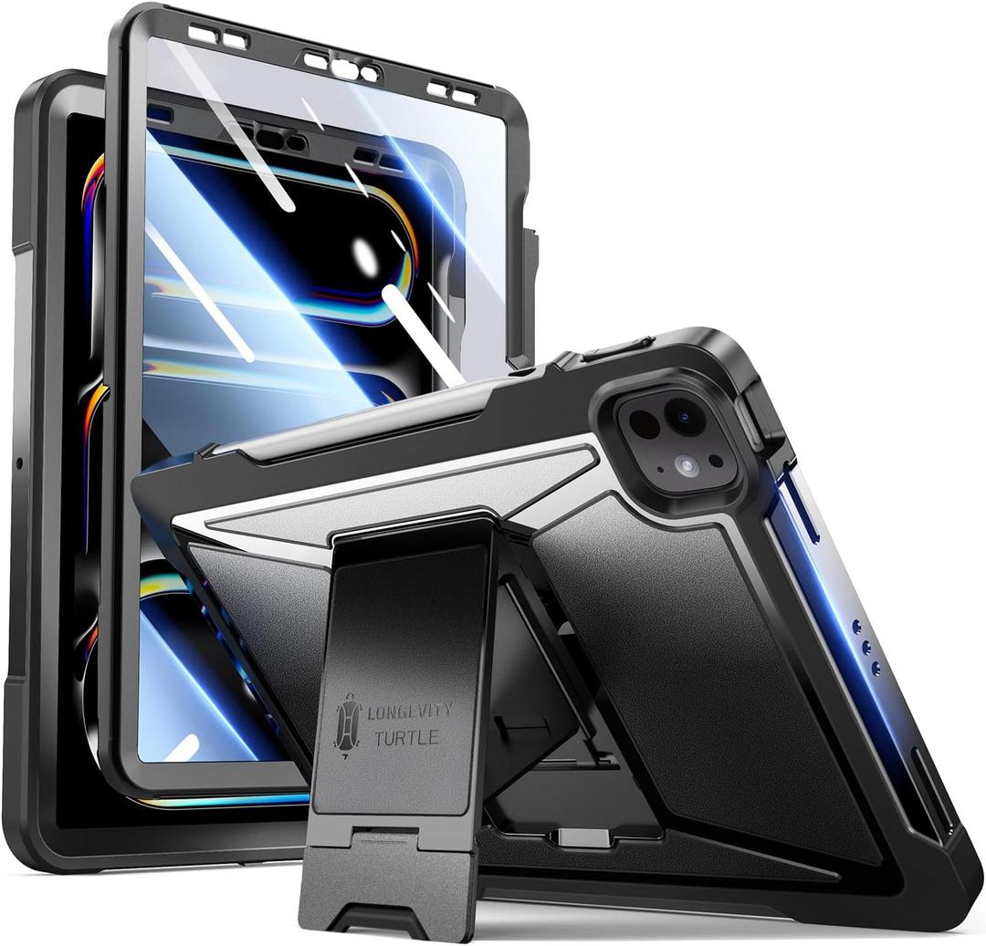 ZtotopCases for iPad Pro 13 Inch Case 2024 M4 7th Gen/Pro 12.9 Inch 6th/5th/4th Generation 2022/2021/2020, Full Body Protective Rugged Cover with [Pencil Holder+Screen Protector] for iPad Pro 13,Black