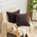GAWAMAY Decorative Square Throw Pillow Covers 18x18 Inch Set of 2, Super Soft Chenille Pillows Cover Fall Pillowcase for Living Room Bedroom Sofa Couch Cushion Cover Coffee 45x45cm (No Inserts)