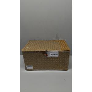 Decorative Wicker Storage Bins with Lids,Woven Seagrass Storage Baskets for Kids Toys,Shelves, Bathroom, Bedroom,Set of 3 Stackable Storage Boxes Large, Medium, Small