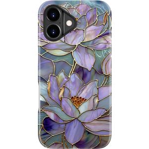 for iPhone 17 Case - Wireless Charging Compatible - Dual-Layer Hard Shell + Silicone Cover - Shockproof Protective Phone Case with Stylish Designs for Women - Abstract Lotus