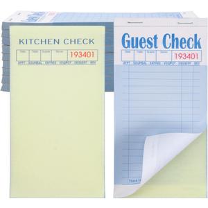 ESSENTIAL Guest Check Books 3.5" x 6.7", 500 Duplicates Server Note Pads for Restaurants, Order Books with Copy Paper (10 Books)