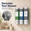 Shampoo and Conditioner Dispenser Wall-Mounted Shower Soap Dispenser, No-Drill Installation, Lockable, 900 ml Capacity,for Bathroom & Hotel or Airbnb (Electroplated Silver, 3-Pack)