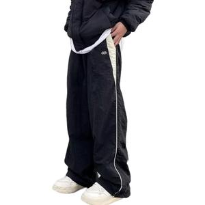 Unisex Y2k Baggy Sweatpants Men ParachuteTrack Pants Vintage Joggers Hip Hop Oversized Sweatpants for Men (Large, #Black)