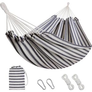 Brazilian Hammock with Tree Straps - Cotton Hammocks Portable Hammock with Carry Bag for Backyard, Porch, Outdoor and Indoor Use (X-Large, Black White)