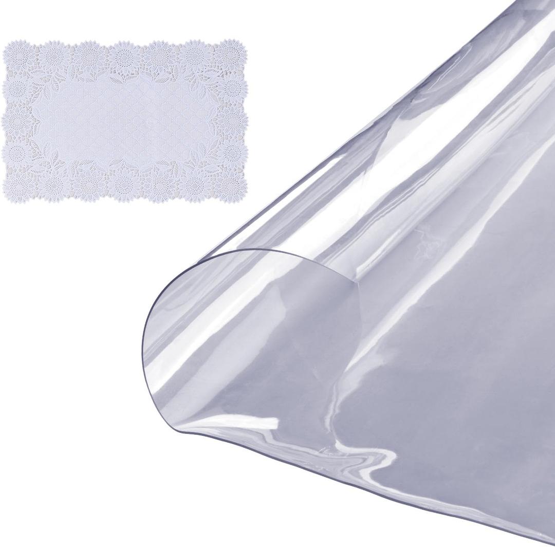 VEVOR Clear Table Cover Protector, 48 inch/1230 mm Round Table Cover, 1.5 mm Thick PVC Plastic Tablecloth, Waterproof Desktop Protector for Writing Desk, Coffee Table, Dining Room Table