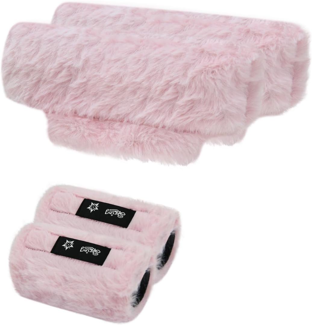 SPRING SEAON Crutches Padding Universal Crutch Pads for Armpits and Hand Grips Pads for Crutches Underarm Crutch Cushions Fluffy Crutch Covers Machine Washable (Pink)