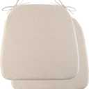 Battilo Chair Cushions for Dining Chairs with Ties, Indoor/Outdoor Kitchen Chair Pad with Non-Slip Backing, Dining Seat Cushion with Machine Washable Removable Cover, 16"x16"x2", Set of 2, Beige