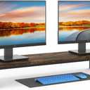 YAOHUOO Dual Monitor Stand Riser, 39Inch Large Monitor Stands for 2 Monitors, Computer Monitor Stand, Wooden Desktop Oraganizer Shelf for Office Desk Computer,Laptop,TV (Brown)