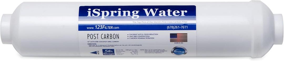 iSpring FT15US Inline Post Carbon Replacement Water Filter Cartridge for RO100/PH100 Reverse Osmosis Systems, Made in USA, 1 Count