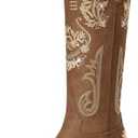 Dixhills Cowboy Boots for Women - Wide Calf Knee High Cowgirl Boots, Glitter Sparkly Rhinestone Western Country Boots with Classic Embroidery, Pointed Toe Pull On Zipper Retro Boots. size 9.5