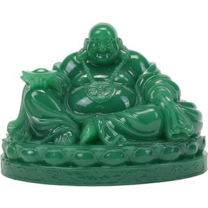 Fengshui Laughing Buddha Statue - Happy Buddha Sculptures for Good Luck Wealth and Happiness Home Decor Congratulatory Gifts Tabletop Statue (Green)