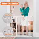 keny 36" Extra Tall Baby Gate for Stairs, 29"-42.5" Wide Auto Close Dog Gate, Pressure Mounted Easy Walk Through Pet Gate for Doorways, Durable Safety Stair Gate, White