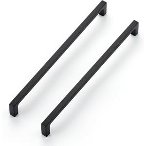 Ravinte 3 Pack 10-inch Hole Centers Matte Black Cabinet Pulls - Solid Zinc Alloy Square Bar Handles for Kitchen Cabinets & Drawers
