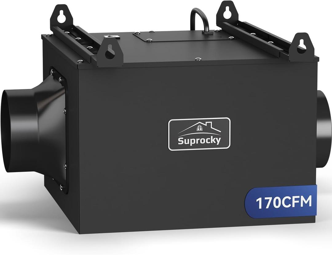 Inline Bathroom Exhaust Fan 170CFM, 4 Inch, Black, VF120, Medium