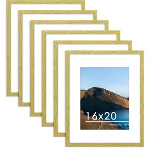 PEALSN 16x20 Picture Frame Set of 6, Wall Mount Display, Gold